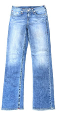 TRUE RELIGION WOMEN JEANS ON A WHITE PLAIN BACKGROUND 