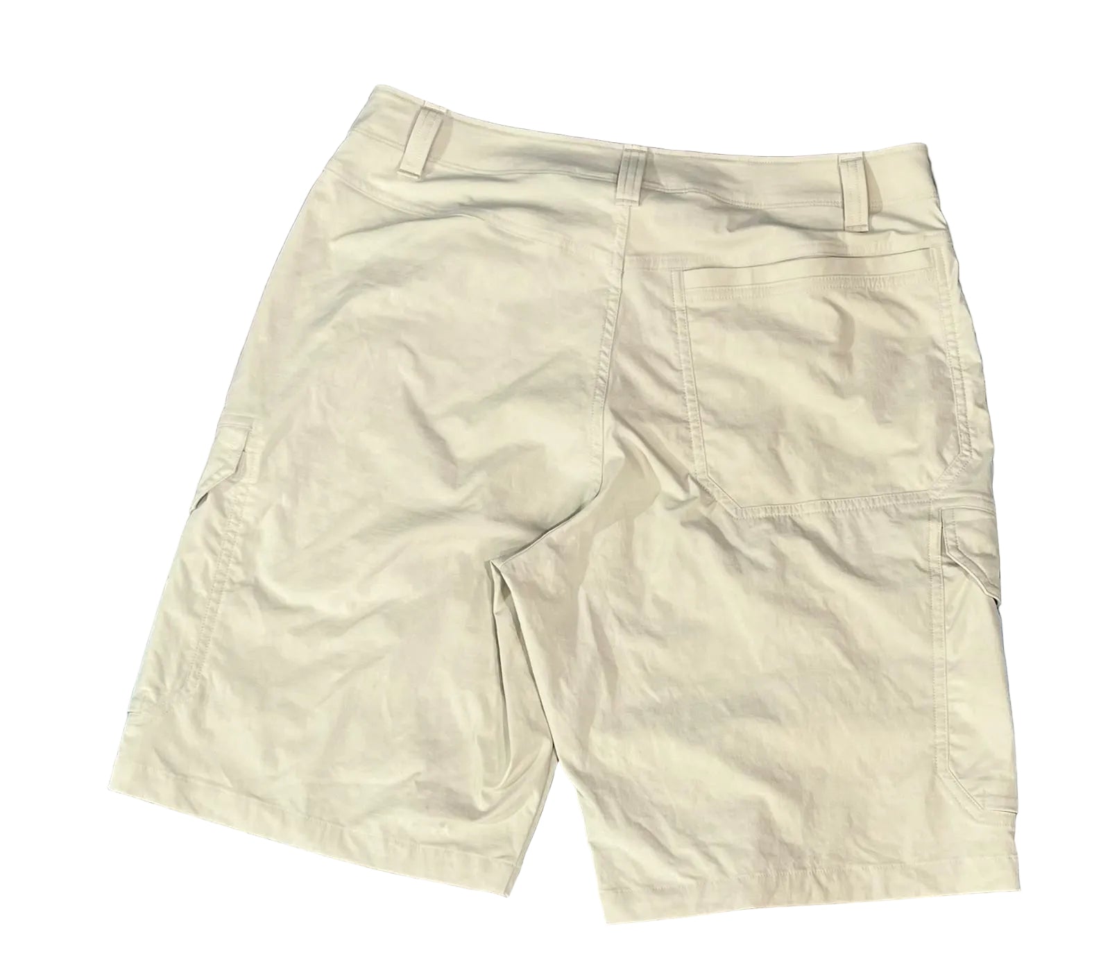 A pair of light beige cargo shorts