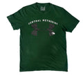 A dark green Under Armour t-shirt featuring 'CENTRAL METHODIST' in white arched text and a dark logo with a small white eagle head detail, 