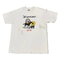 VINTAGE MEN PRINTED T-SHIRT ON A WHITE PLAIN BACKGROUND 