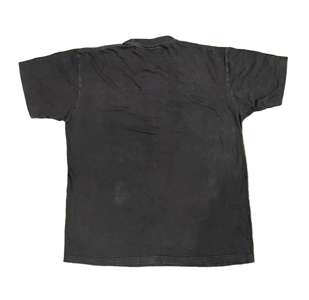 VINTAGE MEN PRINTED T-SHIRT ON A WHITE PLAIN BACKGROUND