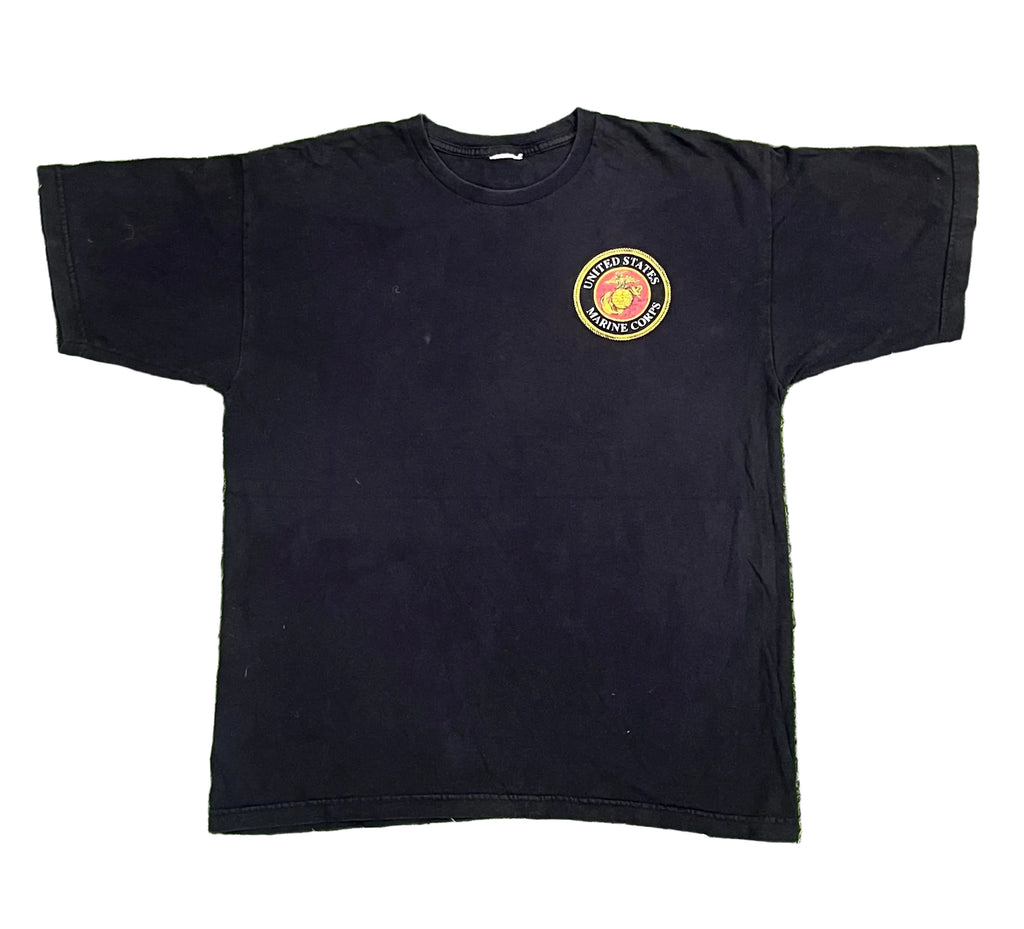 A black short-sleeve t-shirt with a circular 'SOUTH AUSTIN HIGH SCHOOL' crest printed on the left chest, laid flat on white background 
