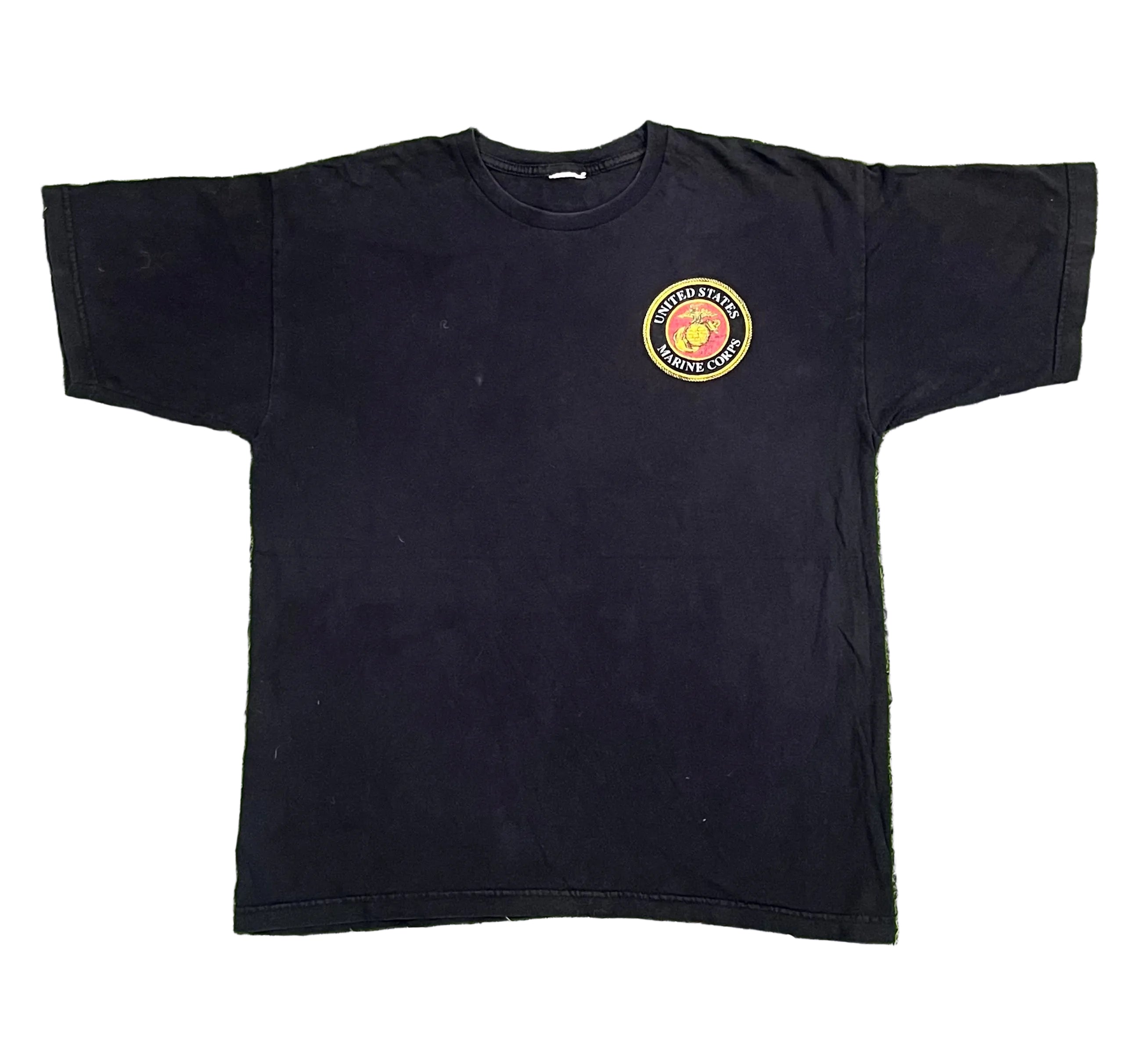A black short-sleeve t-shirt with a circular 'SOUTH AUSTIN HIGH SCHOOL' crest printed on the left chest, laid flat on white background 