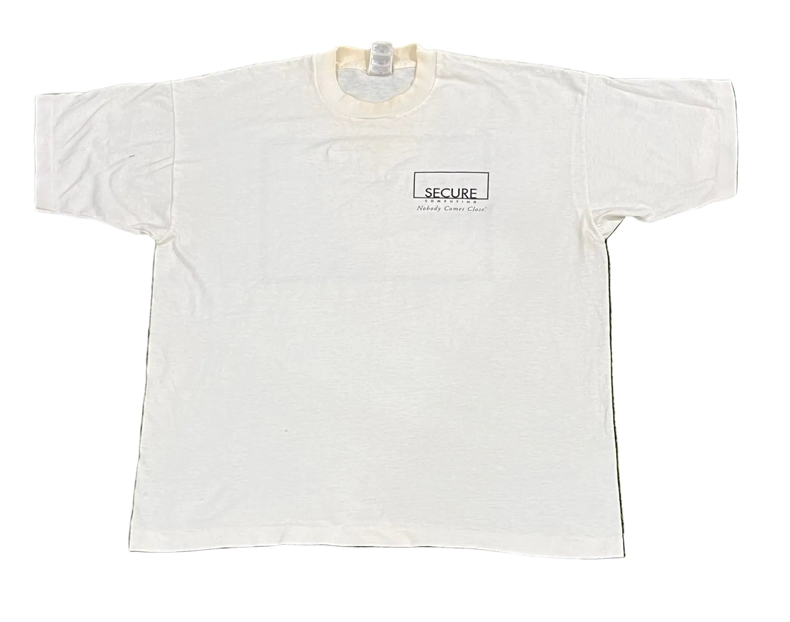 VINTAGE MEN PRINTED T-SHIRT ON A WHITE PLAIN BACKGROUND 