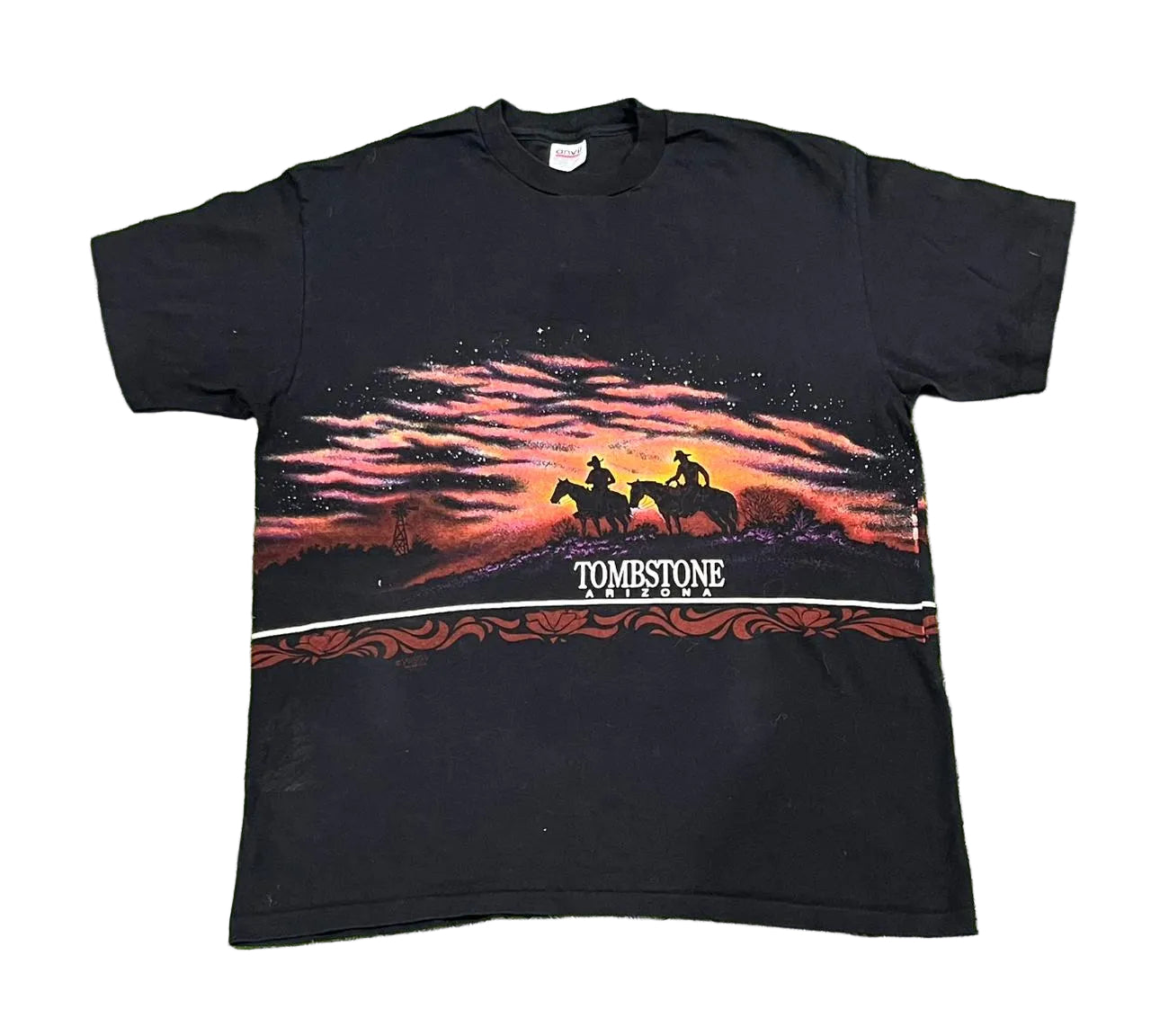 VINTAGE MEN PRINTED T-SHIRT ON A WHTE PLAIN BACKGROUND 