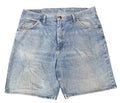Light wash blue denim shorts ON THE WHITE BACKGROUND