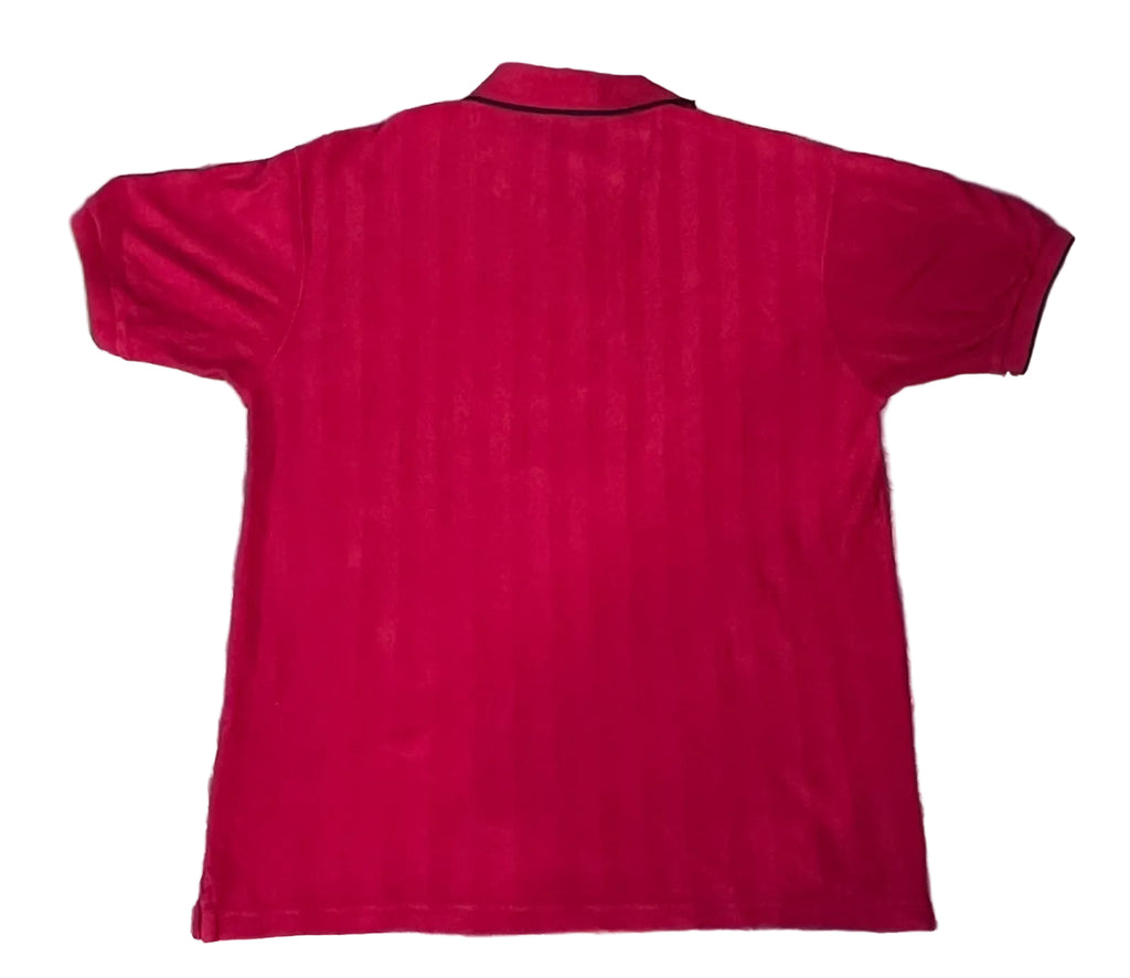 A red short-sleeve polo shirt