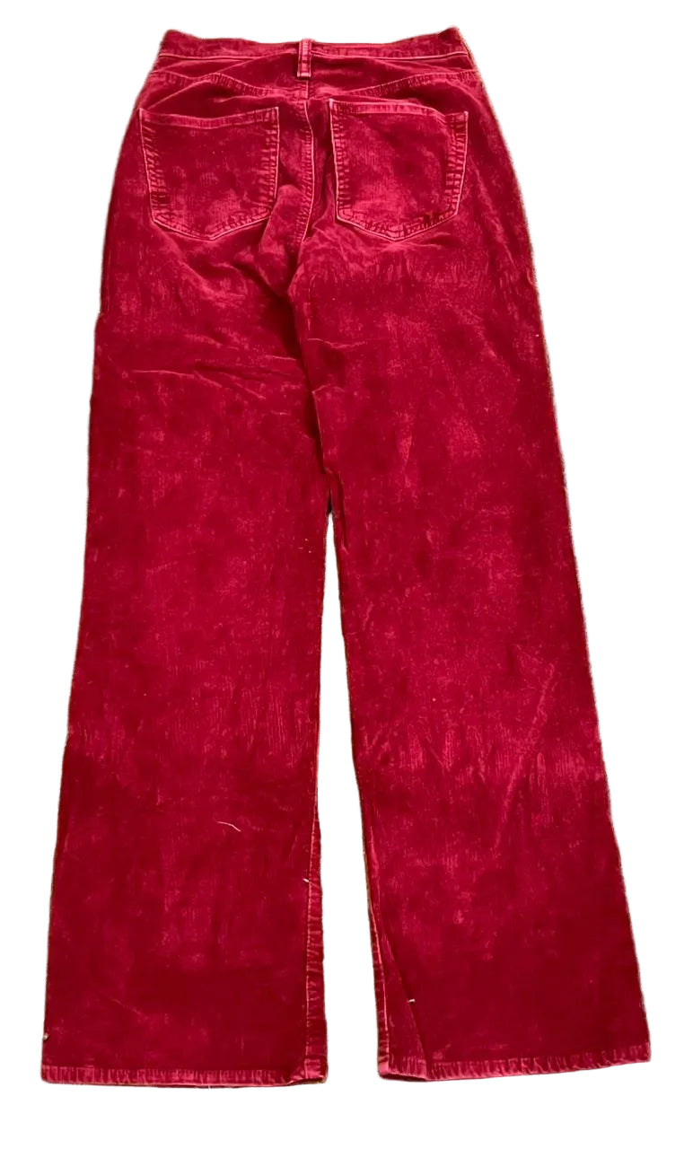 Y2K WOMEN CORDUROY RED PANT ON A WHITE PLAIN BACKGROUND 
