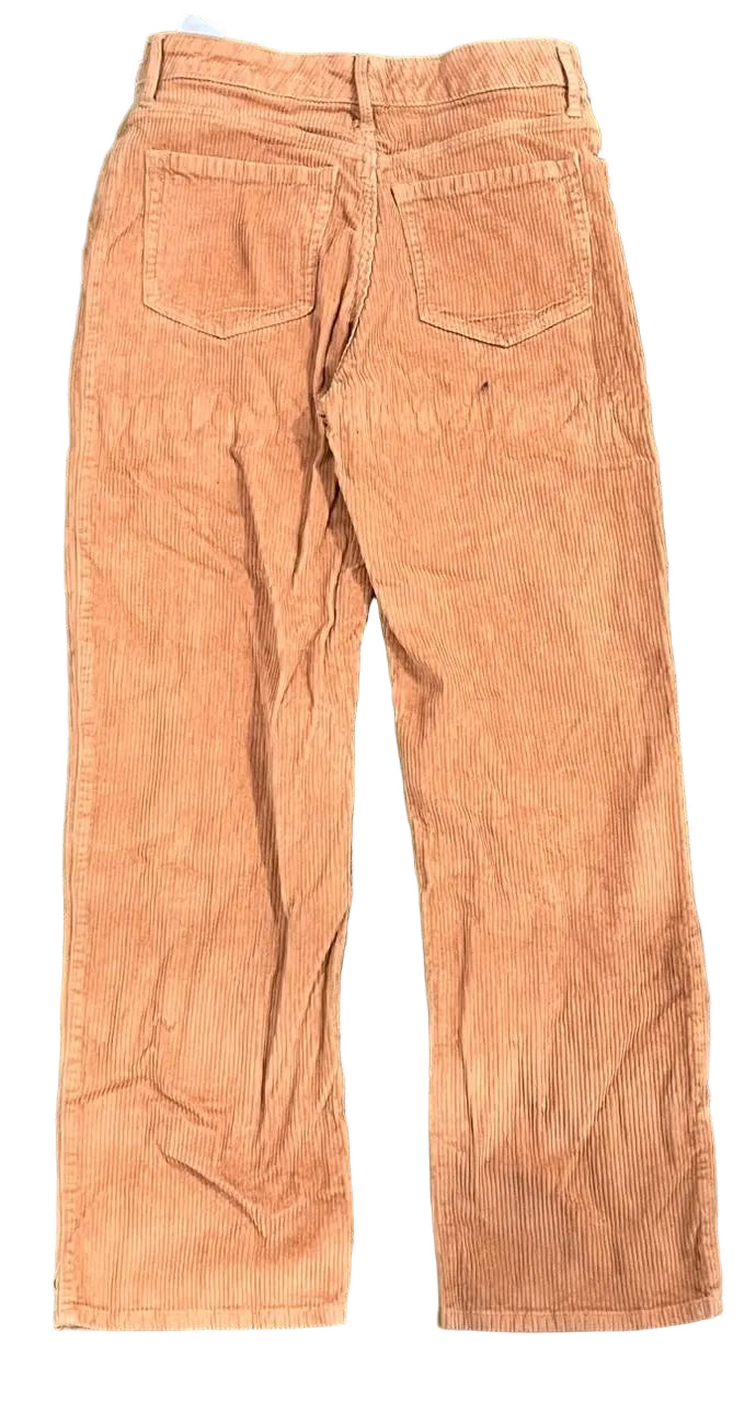 Y2K WOMEN CORDUROY YELLOW PANT ON A WHITE PLAIN BACKGROUND 