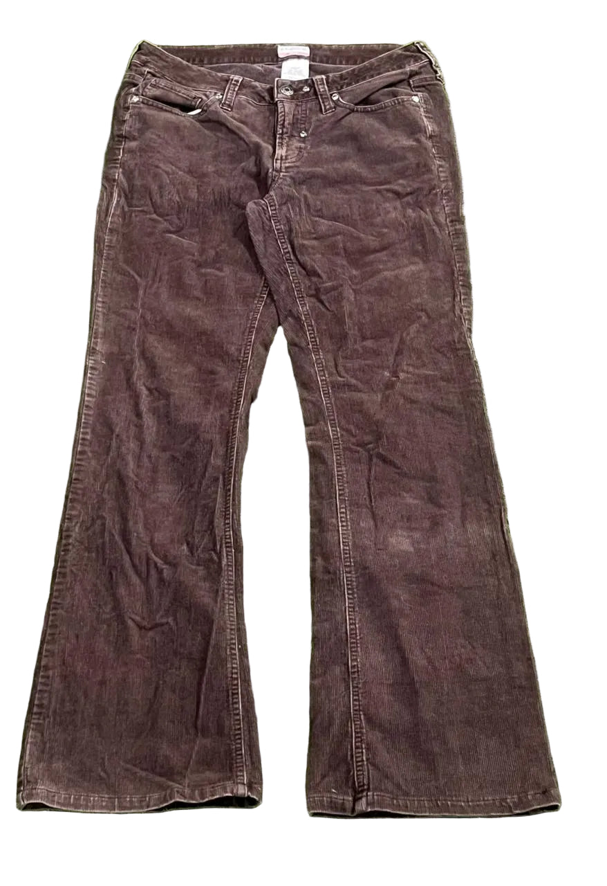 Y2K WOMEN CORDUROY GRAW PANT ON A WHITE PLAIN BACKGROUND