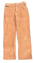 Y2K WOMEN CORDUROY YELLOW PANT ON A WHITE PLAIN BACKGROUND 