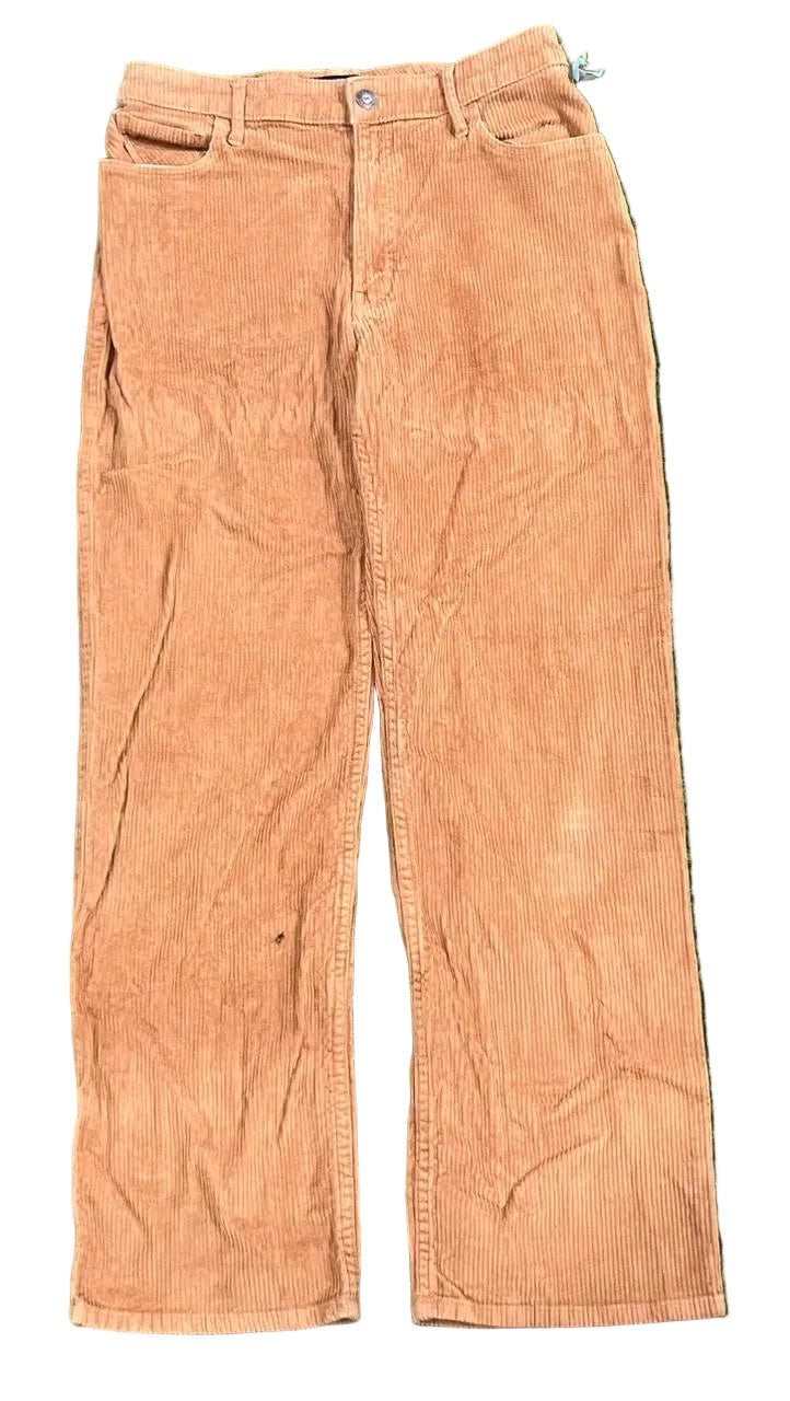 Y2K WOMEN CORDUROY YELLOW PANT ON A WHITE PLAIN BACKGROUND 